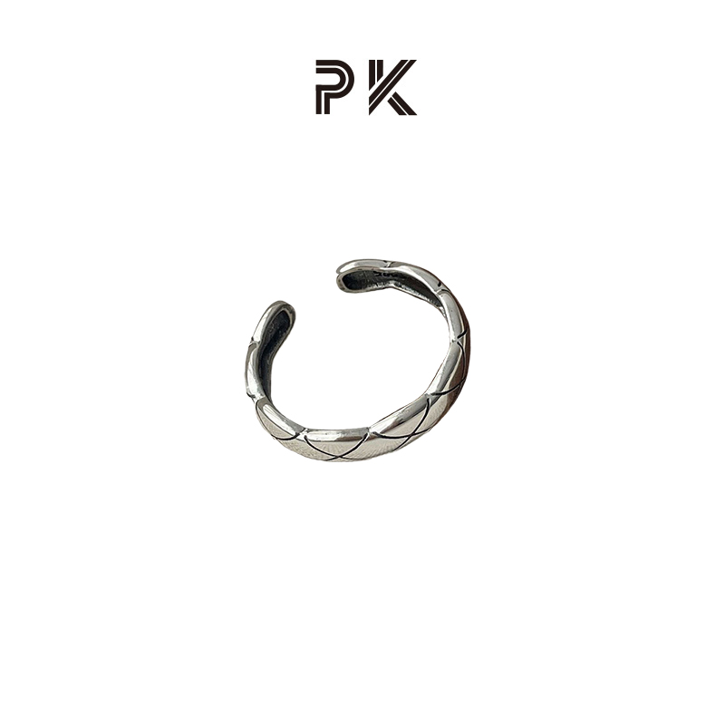 PK菱格纹戒指925银小众设计感复古简约高级感指环女 ParasKors