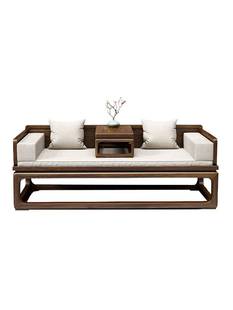 小户型伸缩客厅 2023新中式 沙发床两用罗汉床老榆木推拉实木新款