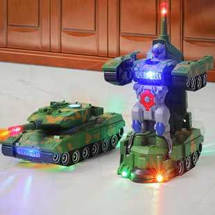 5岁小汽车 变形坦克机器人电动带音乐男孩2金刚玩具车4特技儿童3