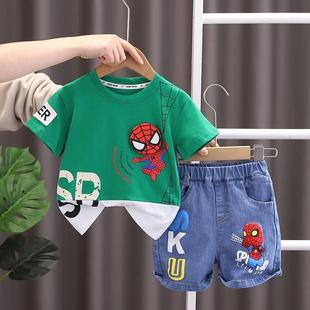 两件套潮 套装 运动宝宝夏季 小男孩衣服儿童短袖 男童夏装 蜘蛛侠童装
