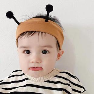 婴儿发带可爱蜜蜂秋冬羊绒棉护囟门帽新生儿男女宝宝周岁儿童头饰