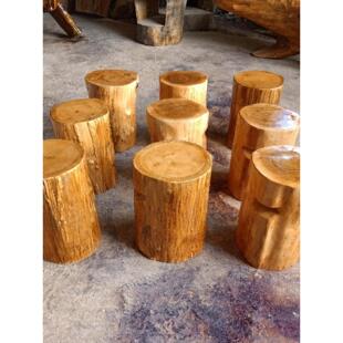 根雕凳子实木墩子原木树桩木头底座茶几茶桌配凳大板支架圆木凳