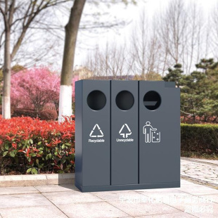 三分类垃圾箱景区户外不锈钢垃圾桶商用商场果皮箱公园户外果皮箱