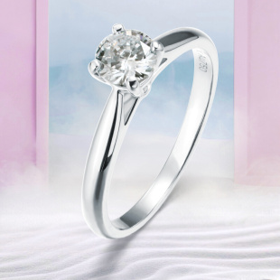 四爪订结婚求婚戒指女定制 白18K金钻石戒指钻戒30分50分经典 兰珂