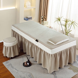 按摩理疗专用床单美睫床推拿床套 通用款 棉麻美容床罩单件带洞四季