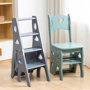 实木梯子家用折叠楼梯椅全实木梯子椅子多功能两用梯凳梯子凳子