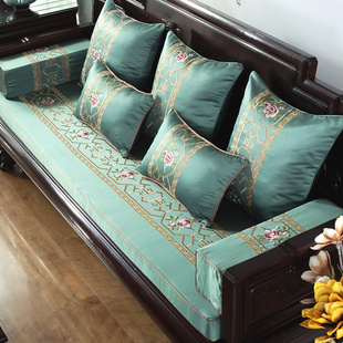 中国风绣花沙发垫子加厚沙发海绵套罩防滑 红木沙发坐垫 新中式