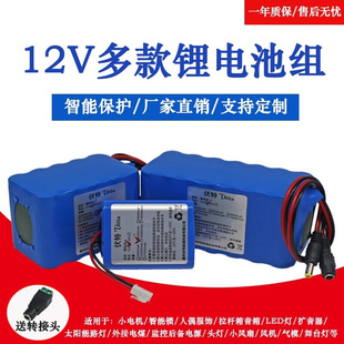 12V18650锂电池组大容量电瓶音响灯条11.1伏可充电扩音器广场舞