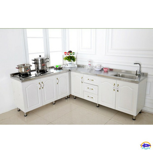洗菜碗柜简约橱柜 简易厨柜经济型家用不锈钢灶台柜厨房整体组合装