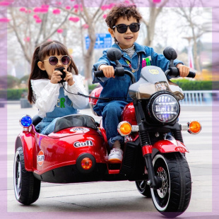 电动儿童摩托车宝宝三轮车大号双人可坐大人充电玩具双驱童车亲子