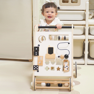 婴儿学步车多功能实木手推玩具小推车宝宝周岁礼物忙碌版