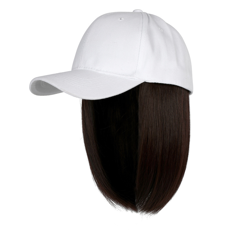 短发棒球帽 2023新款 百搭时尚 带头发 女款 光头鸭舌帽子假发一体式
