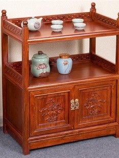 定制高档茶柜置物架茶水柜实木客厅沙发边柜小型餐边柜酒柜茶台边