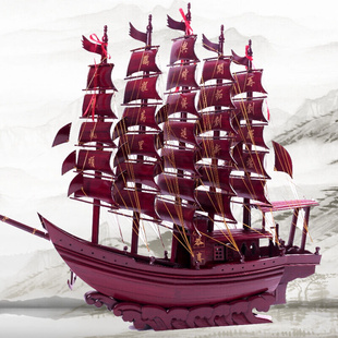 饰木质工艺品龙船公司开业 杯语红木一帆风顺帆船摆件家居办公室装