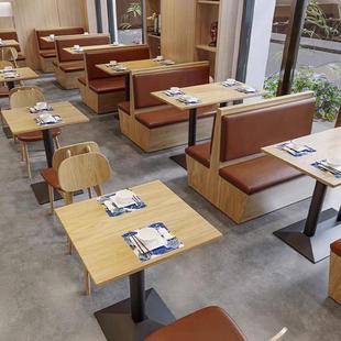 定制餐厅卡座沙发茶餐厅储物柜卡座实木靠墙卡座餐厅饭店桌椅组合