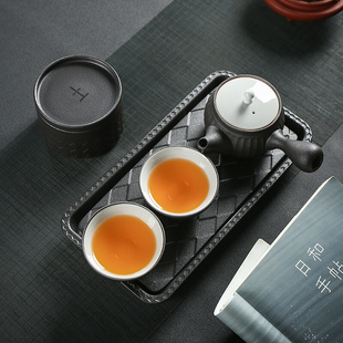 简约家用纯色五行茶具茶壶套装 酒店民宿茶具小套便携一壶二杯日式