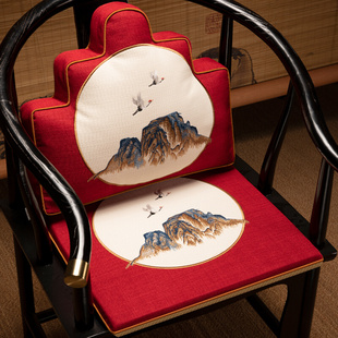 棉麻古典防滑海绵垫座垫定制 餐桌椅屁垫中式 圈椅茶椅坐垫靠枕套装