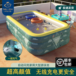 520六一加厚充气游泳池家用自动充气可折叠婴儿童游泳桶家庭大