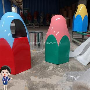 玻璃钢雕塑 街道景区创意果皮垃圾箱 幼儿园卡通铅笔造型垃圾桶