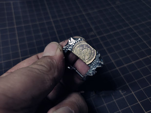 包邮 手工银表扣定制花边复古做旧黄铜墨西哥鹰币镶嵌手表配件针扣
