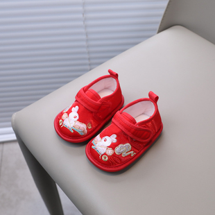 子公主鞋 婴儿布鞋 6到12个月宝宝学步鞋 2岁汉服鞋 手工软底防滑鞋