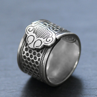 戒指缝纫工具手工防滑刺绣抵戒压针器指 顶针气质时尚 s925银老式