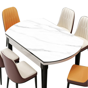 大理石纹椭圆形餐桌布防水防油免洗可折叠餐桌垫防烫硅胶皮革 新品
