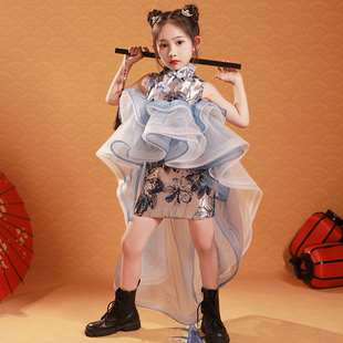 儿童旗袍中国风女童模特走秀演出礼服小女孩改良国潮 童装 23春夏季