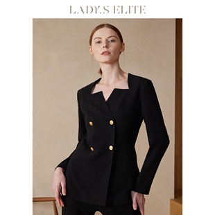 LadySElite枫叶领长袖 职业西装 女2024春夏气质修身 外套 西服套装
