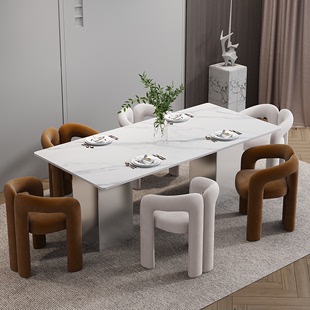 长方形金属饭桌餐厅桌子商用 轻奢家用岩板餐桌椅组合现代意式 新款