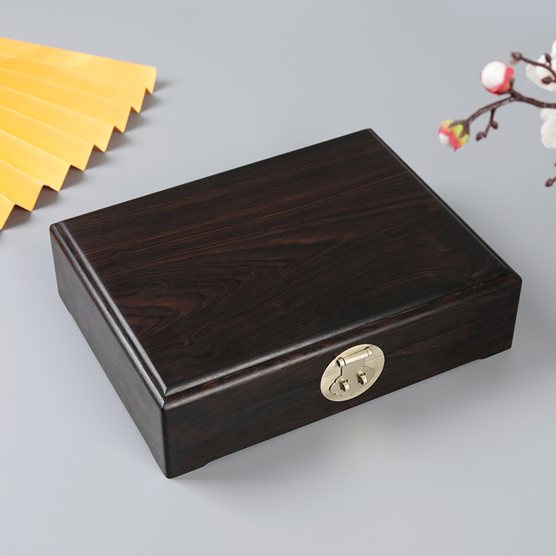 复古桌面耳钉储物盒 实木中式 紫光檀首饰盒红木珠宝饰品收纳盒子
