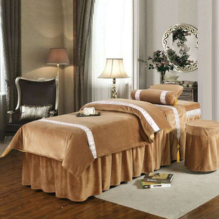 定制加厚美容床罩四件套纯棉美容床床套水晶绒保暖美容a院按摩理