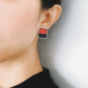 JuSmith小众原创首饰品牌致敬大师罗斯科系列红色艺术气质耳环