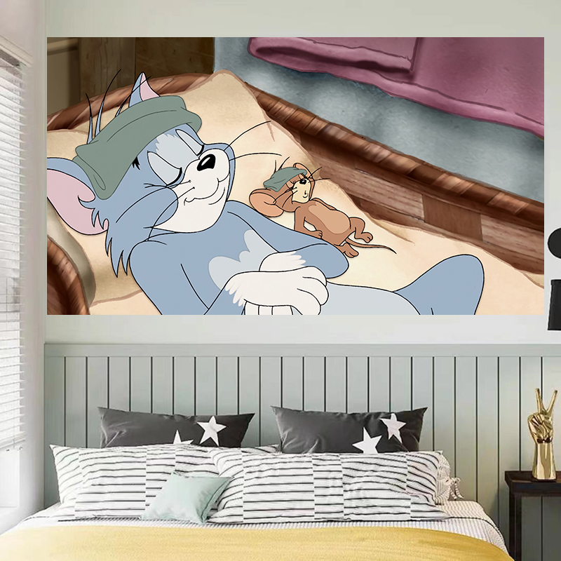 猫和老鼠背景布ins挂布动漫挂画墙壁网红床头挂毯房间宿舍墙布