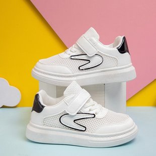 女童网面运动鞋 儿童小白鞋 透气镂空男童网鞋 2024夏季 宝宝板鞋 新款