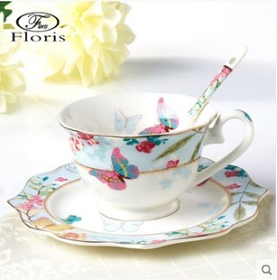 玻下午茶具花茶具 盘陶瓷咖啡杯碟璃壶双YIK茶层果英式