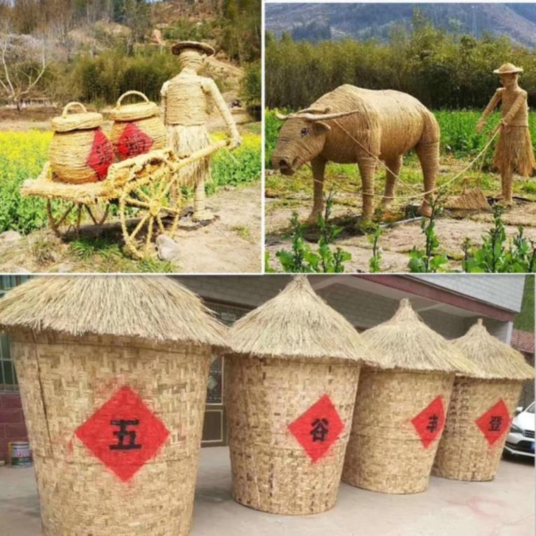 早教中心稻草人工艺品造型稳固新农村改造可爱公园商场动物雕塑引
