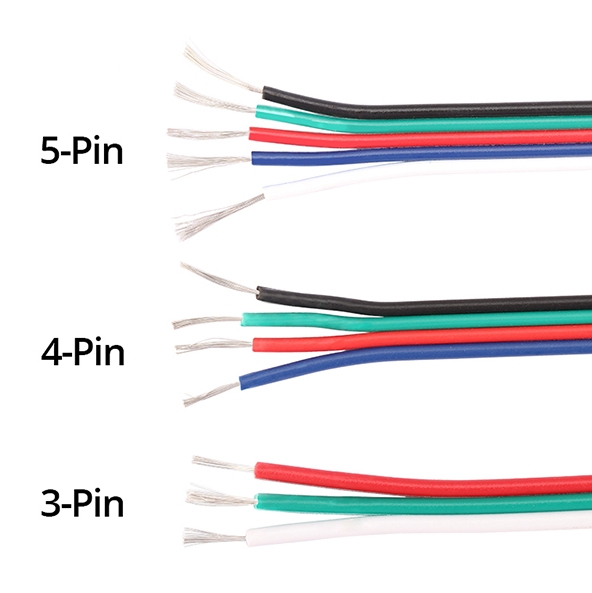 5P芯电子延长线0.75平RGBW灯带电源连接线18号AWG 加粗软排线3