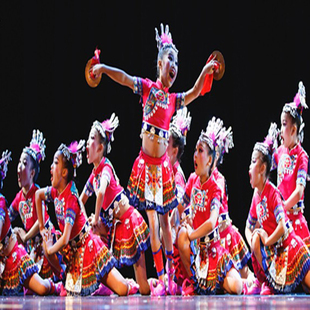 儿童苗族演出服小荷风采舞蹈档拍起拍档女少数民族风彝族表演服装