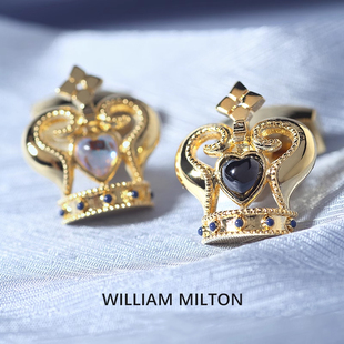 扣男士 WILLIAM 钉 轻奢袖 MILTON金色皇冠高端法式 口扣定制衬衫 袖