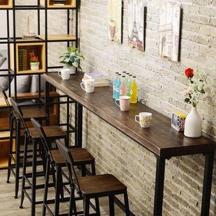 长条桌 实木吧台桌家用阳台高桌写字桌奶茶店高桌椅靠墙长窄桌时尚