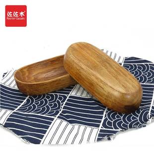 餐巾垫茶巾托木碗餐盘酒店用品 柯木木制船型毛巾托盘 日式