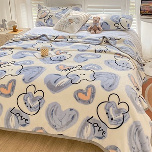 牛奶绒法兰珊瑚绒小毛毯垫被子床单办公室午睡 毯子床上用加厚冬季