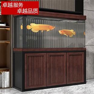 高端大中小型鱼缸水族箱免换水玻璃客厅屏风落地家用下过滤底奢华