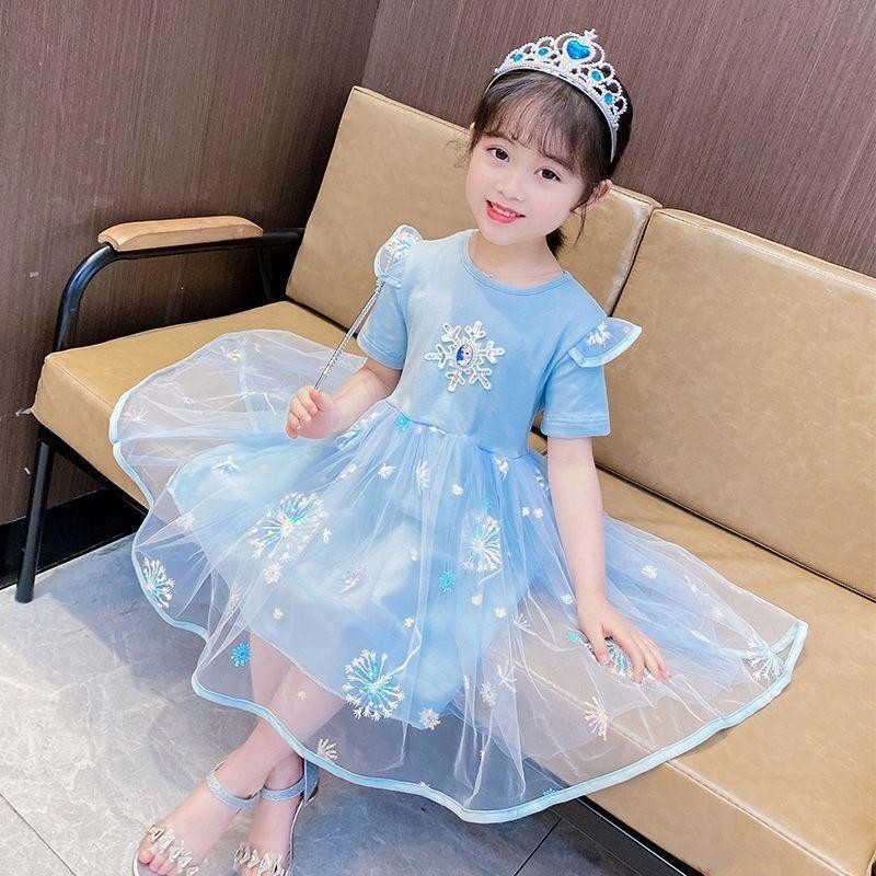 女童夏季 爱莎公主裙2021年新款 艾莎连衣裙一件代发 女宝宝洋气韩版