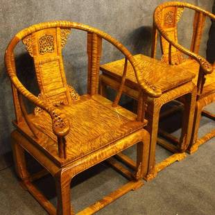 仿古椅子客厅红木 金丝楠木家具皇宫椅三件套圈椅实木太师椅新中式