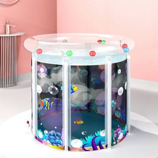 婴儿家用透明游泳桶儿童洗澡桶泡澡浴桶宝宝室内厚充气折叠游泳池