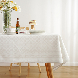 白色桌布布艺轻奢高级感长方形茶几布高端餐桌布台布现代简约高档