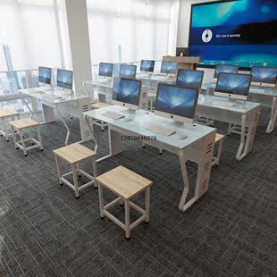 桌单人双人 培训桌机房微机室课桌电脑桌培训室桌椅办公桌椅台式