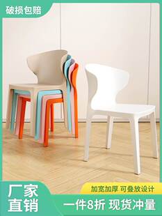 塑料椅子家用加厚可叠放奶茶店商用凳子靠背餐椅餐桌吃饭现代简约